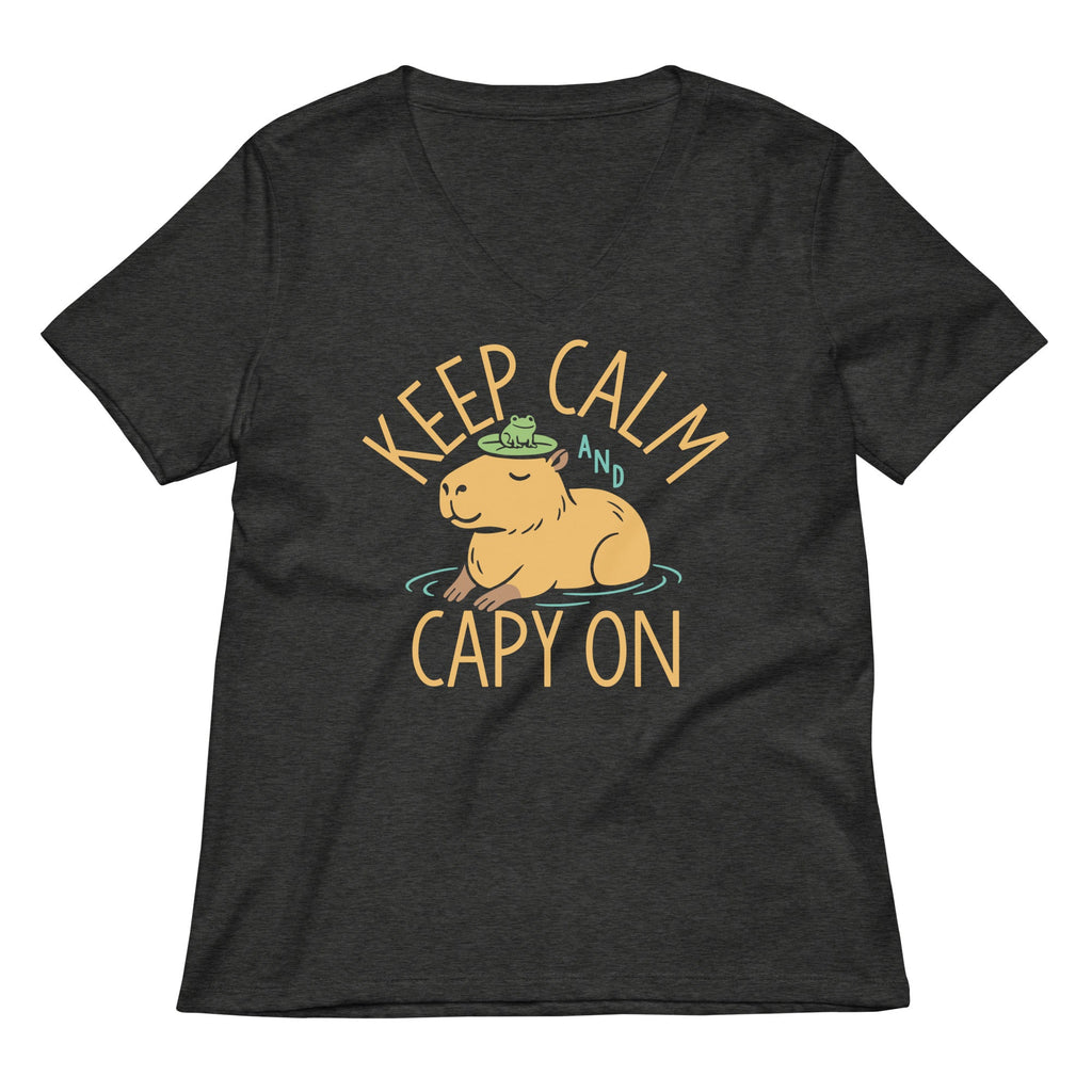 Keep Calm And Capy On Women's V-Neck Tee product image 3