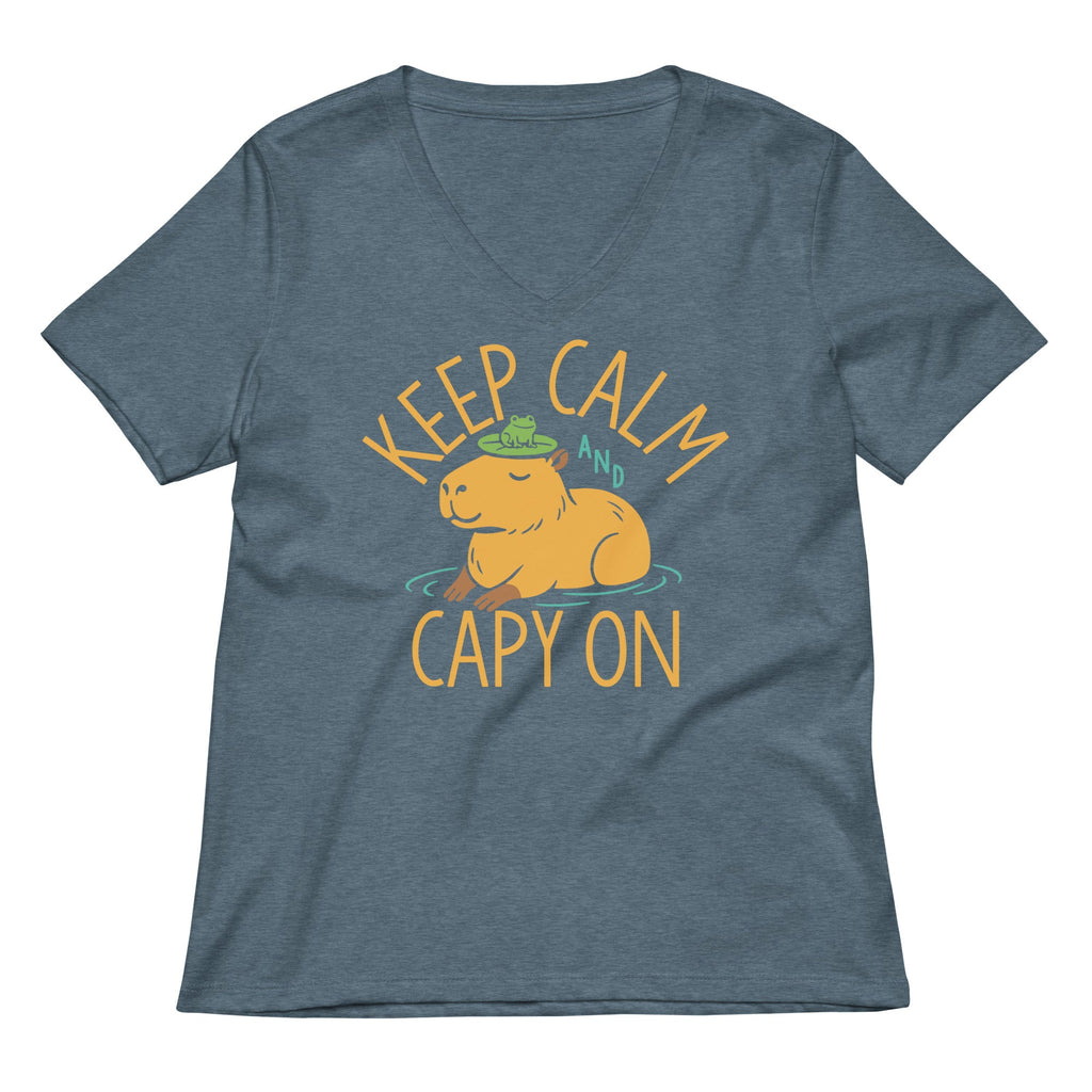 Keep Calm And Capy On Women's V-Neck Tee product image 4
