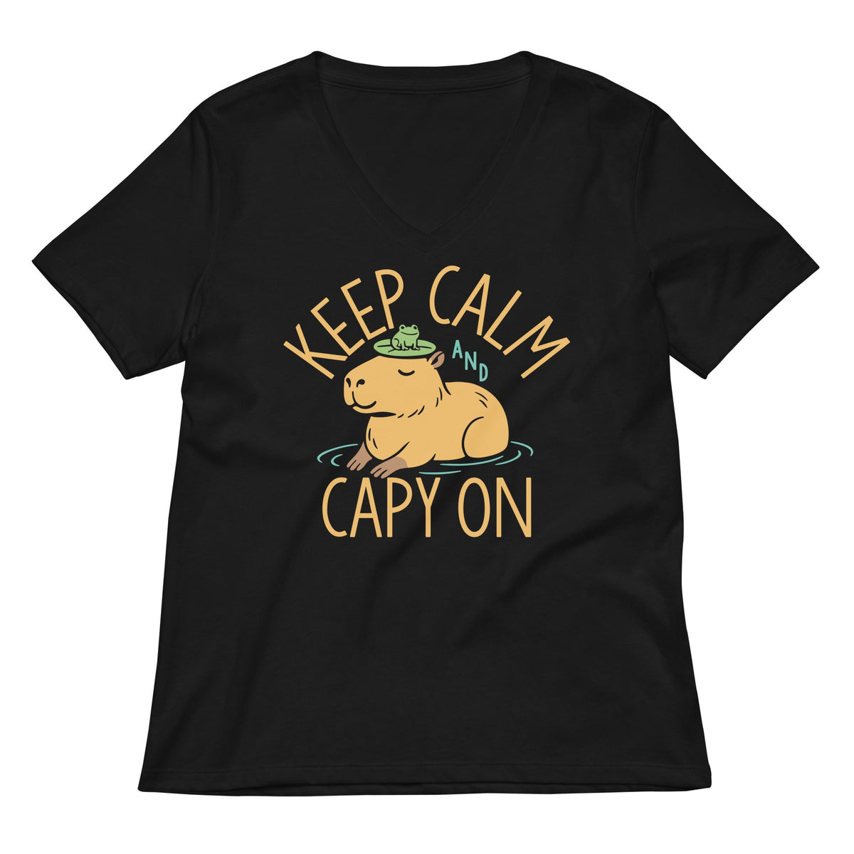Keep Calm And Capy On Women's V-Neck Tee product image 2